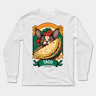 Taco Cattaco Tacocat Cinco De Mayo Funny Floral Cat Lover Mexican Fiesta Long Sleeve T-Shirt